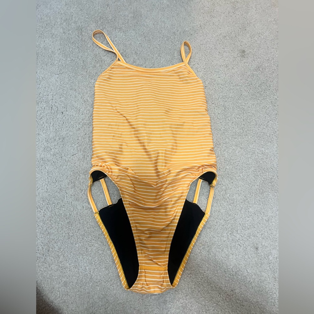 Jolyn Clothing Yellow Striped One Piece Swimsuit
